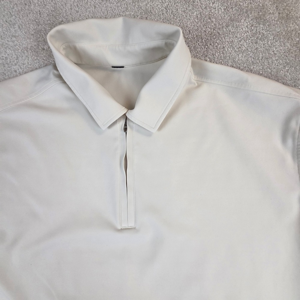 Lululemon Oversized Zip-Neck Polo Shirt Mens Off White Quarter Zip Short Sleeve